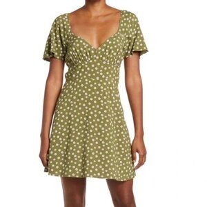 ABOUND | Green Floral Daisy Print Mini Skater Dress | Size L